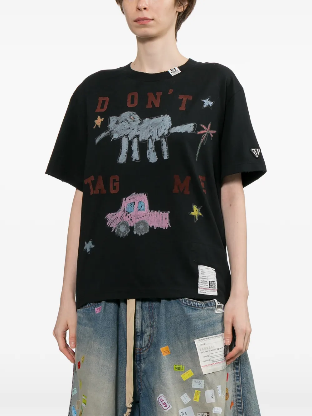 Maison MIHARA YASUHIRO Kid Doodle T-shirt met print Zwart