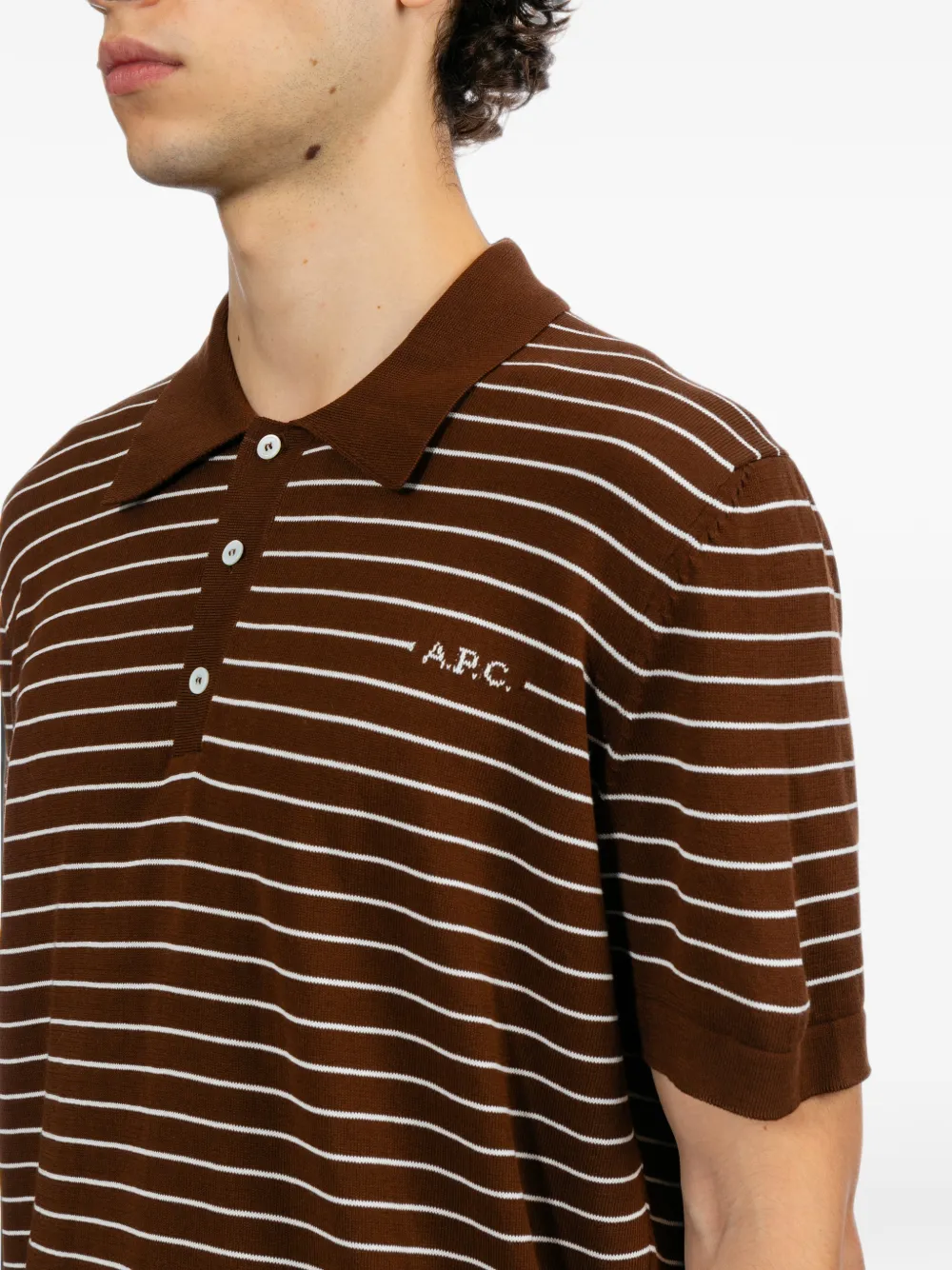 A.P.C. Gestreept poloshirt Bruin