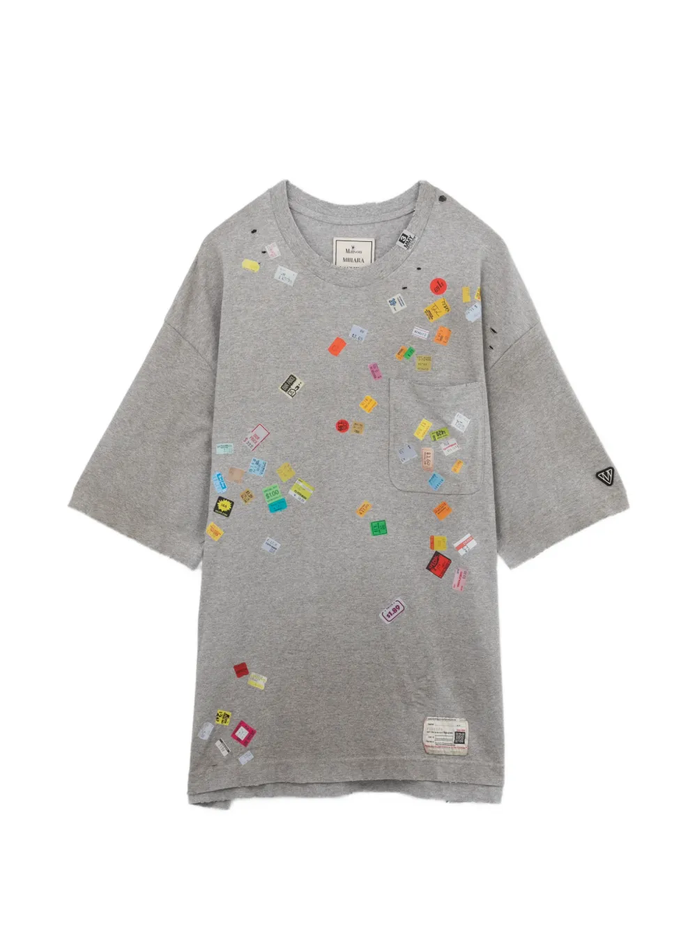 Maison MIHARA YASUHIRO 스티커 프린트 포켓 티셔츠 | 그레이 | Image 1