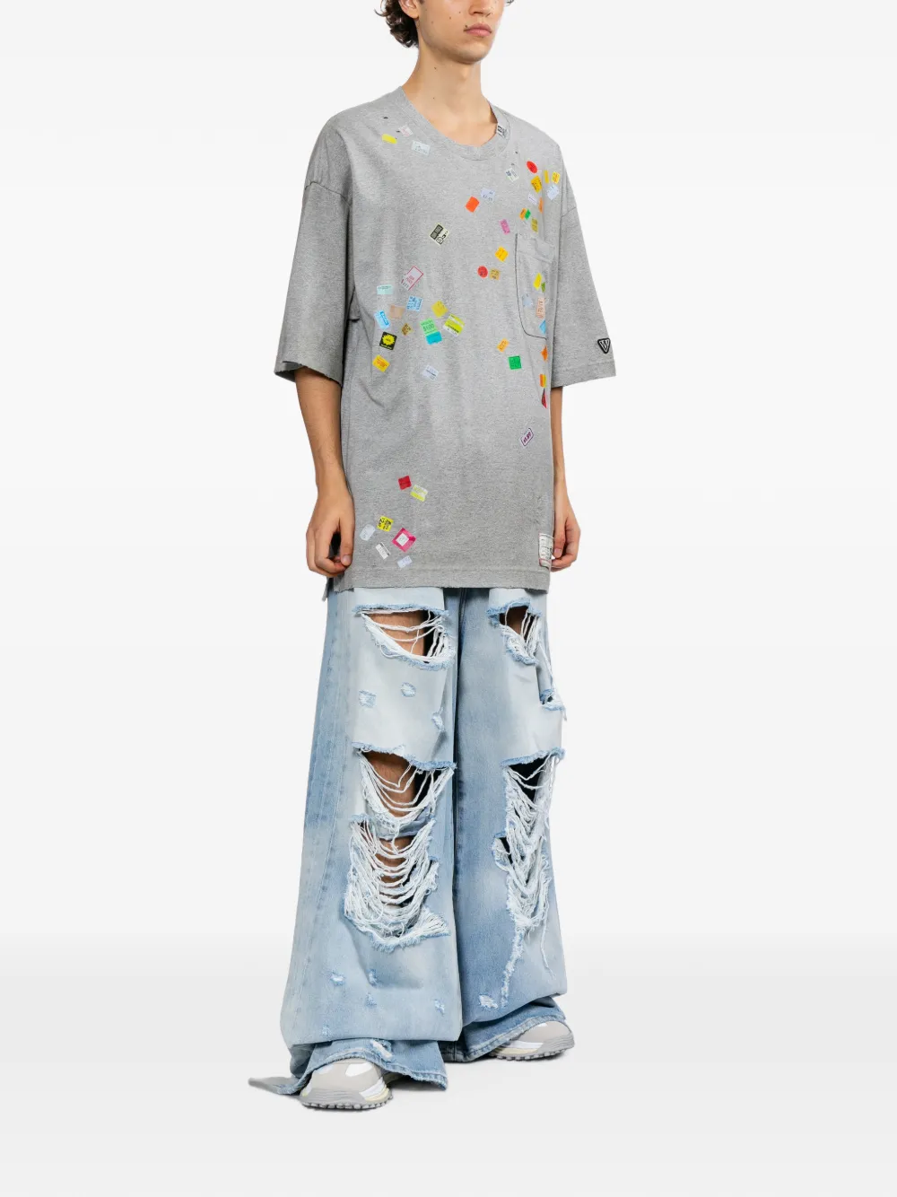 Maison MIHARA YASUHIRO T-shirt met stickerprint Grijs