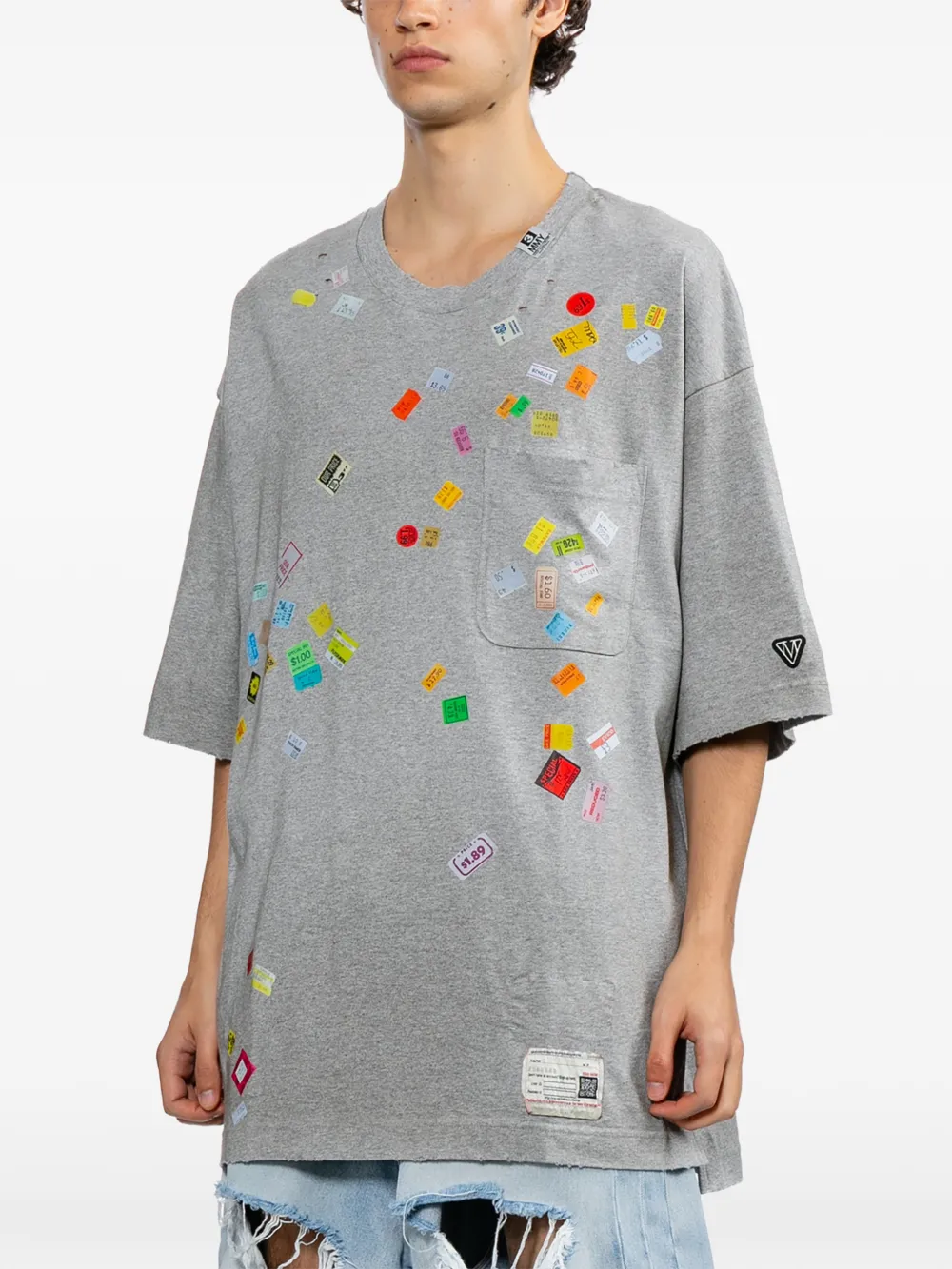 Maison MIHARA YASUHIRO T-shirt met stickerprint Grijs