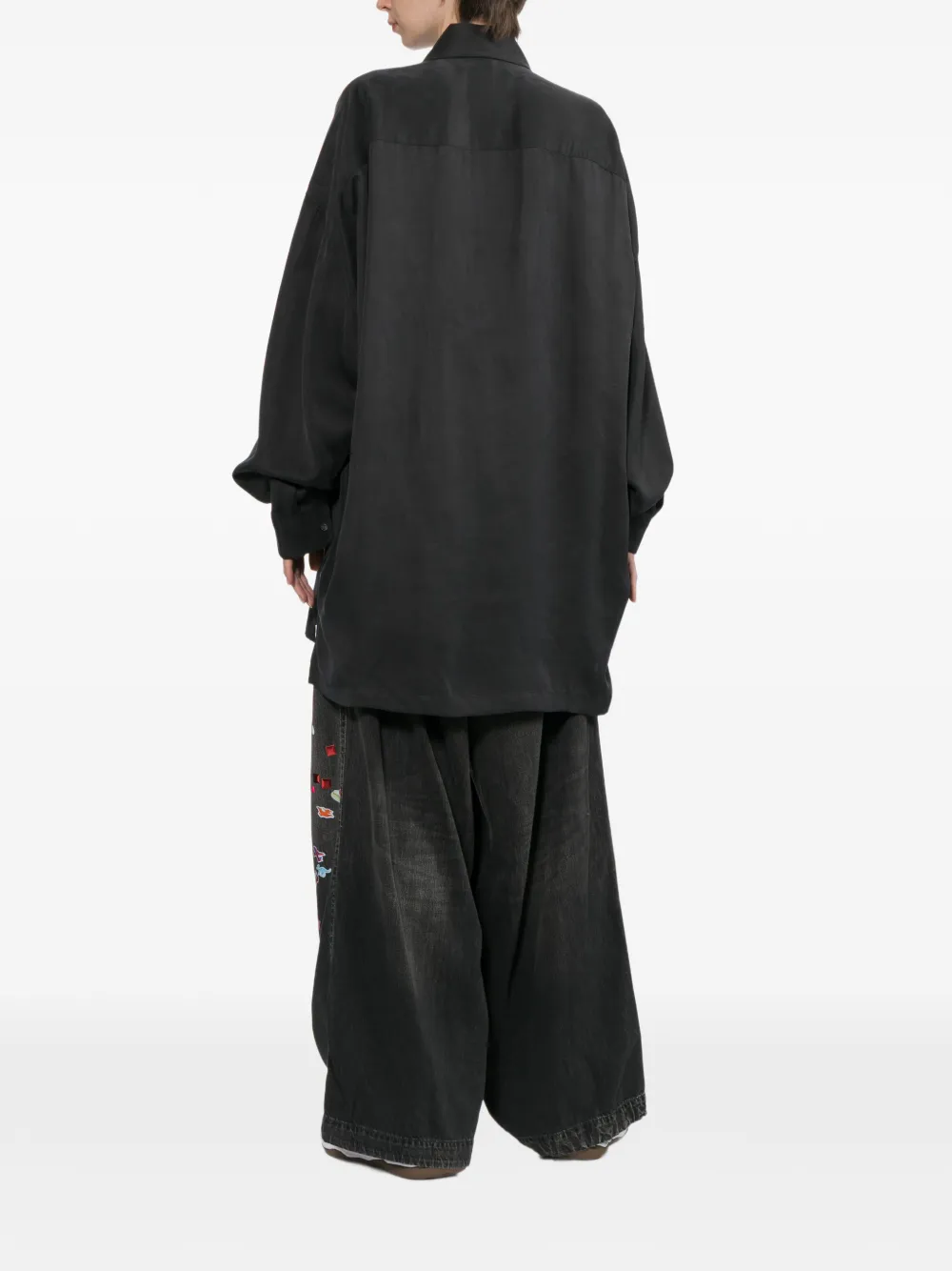 Maison MIHARA YASUHIRO Satijnen blouse met strik Zwart