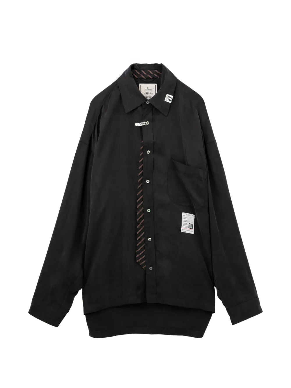 Maison MIHARA YASUHIRO Satijnen blouse met strik Zwart