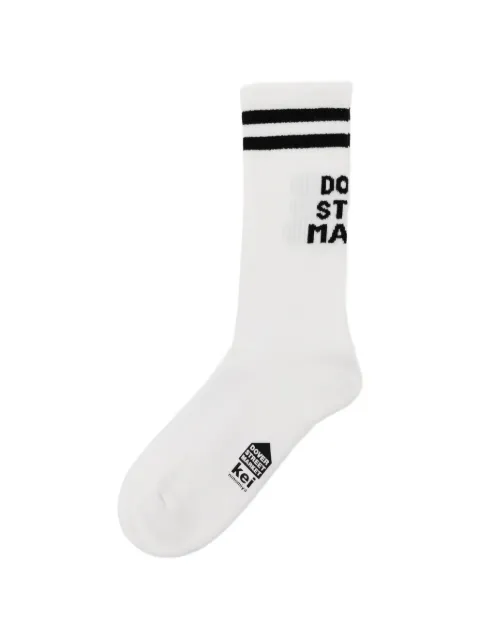 Noir Kei Ninomiya chaussettes rayées à logo imprimé