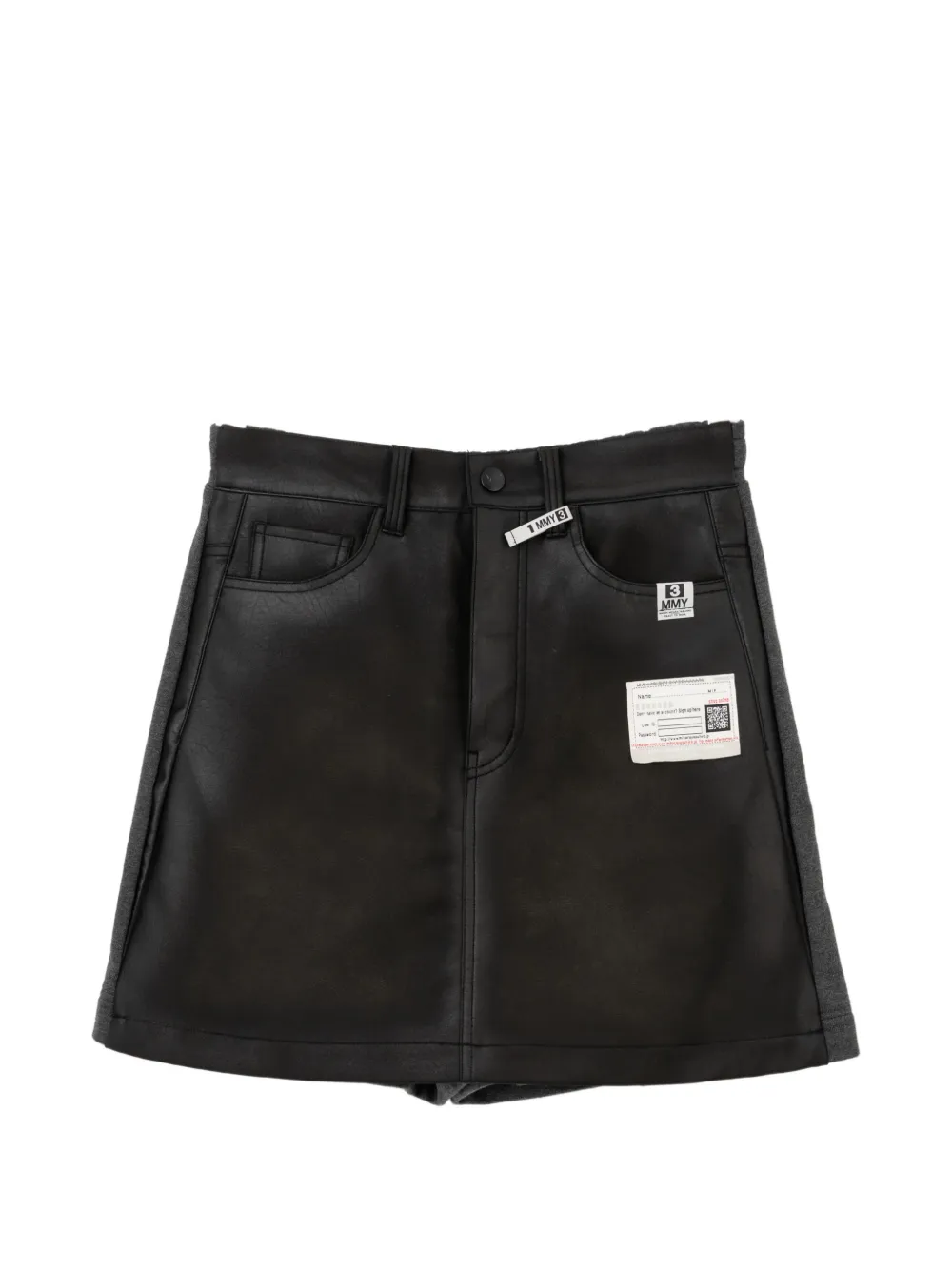 Maison MIHARA YASUHIRO jupe-short à effet enduit - Noir Maison MIHARA YASUHIRO jupe-short à effet enduit - Noir