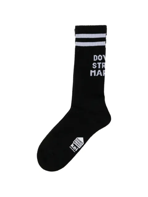 Noir Kei Ninomiya chaussettes rayées à logo imprimé