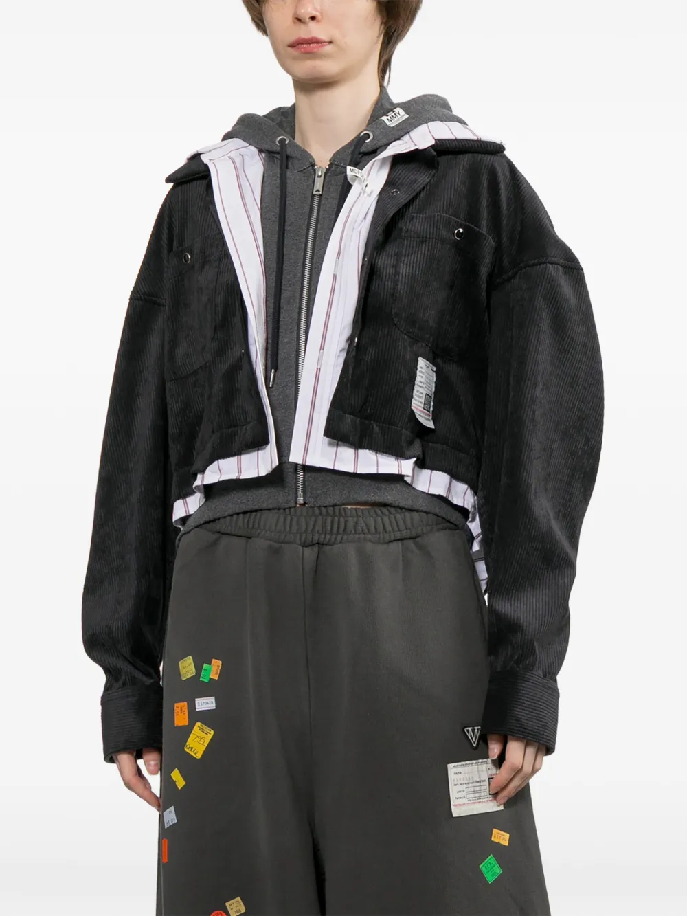 Maison MIHARA YASUHIRO Cropped jack met laag Zwart
