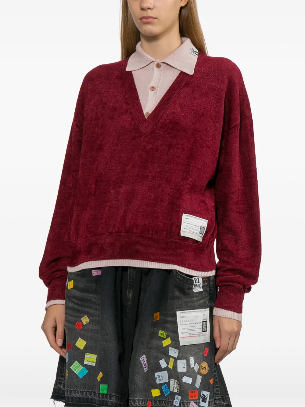 Maison MIHARA YASUHIRO Trui met logopatch Rood