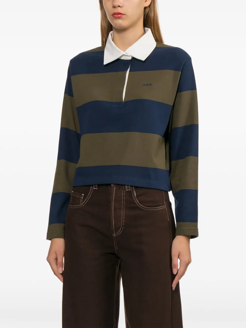 A.P.C. Gestreept poloshirt Blauw