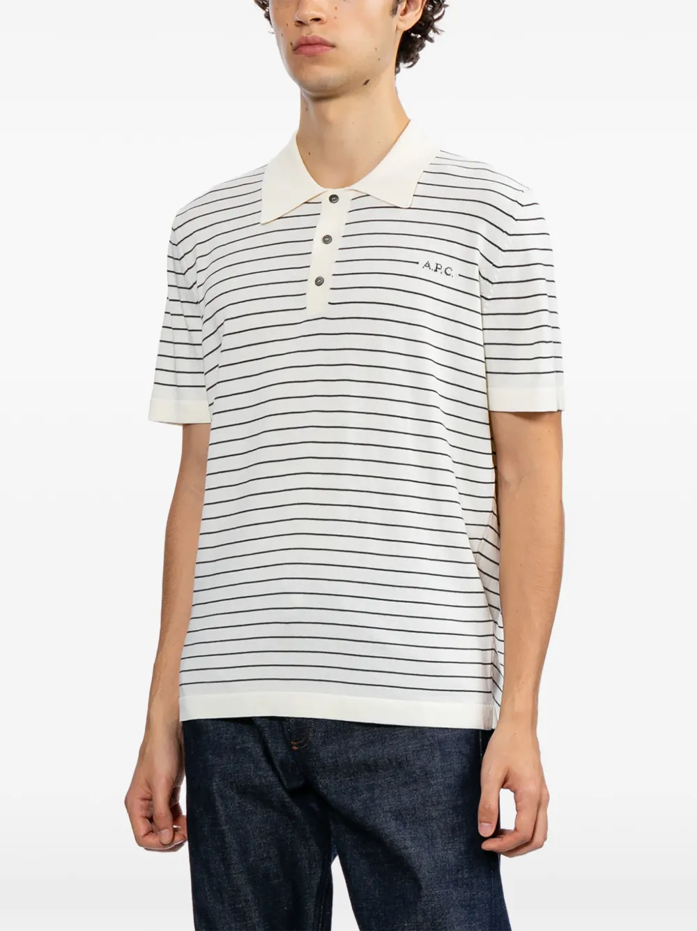 A.P.C. Gestreept poloshirt Wit