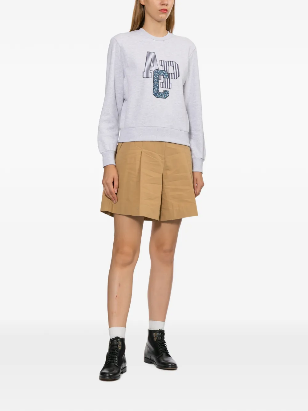 A.P.C. Sweater met geborduurd logo Grijs