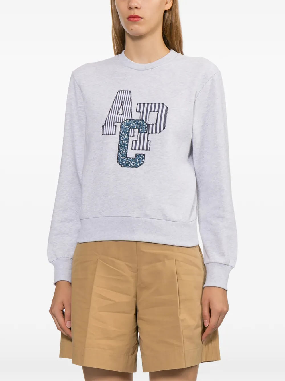 A.P.C. Sweater met geborduurd logo Grijs