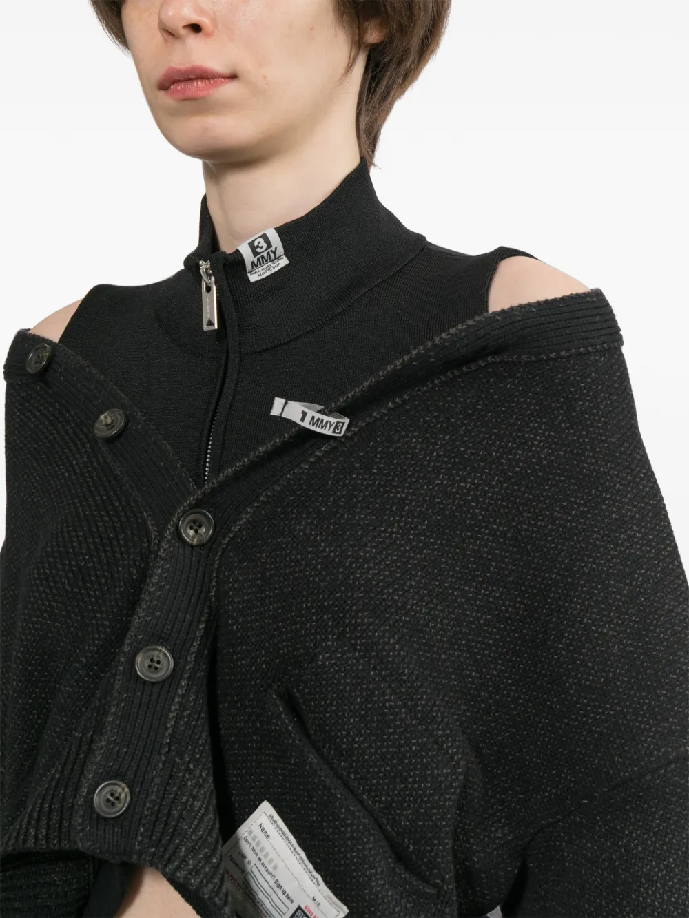 Maison MIHARA YASUHIRO Gelaagd vest met logo-patch Grijs
