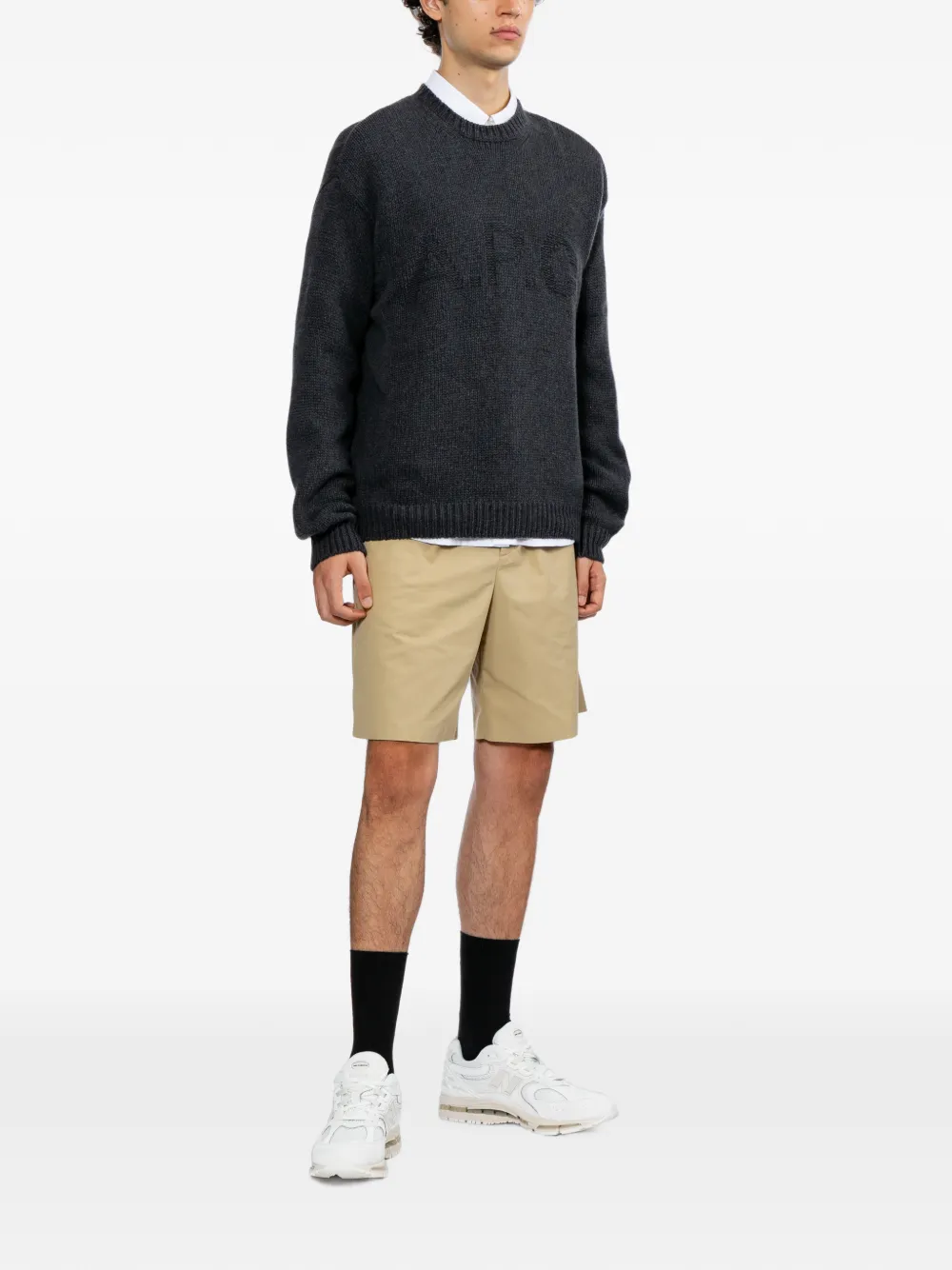 A.P.C. Trui met ronde hals en logo Grijs