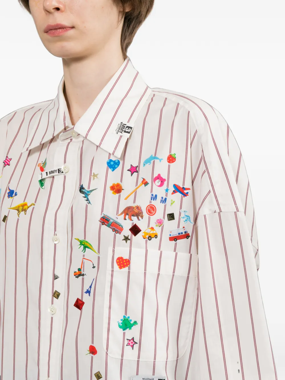 Maison MIHARA YASUHIRO Gestreept blouse met print Wit