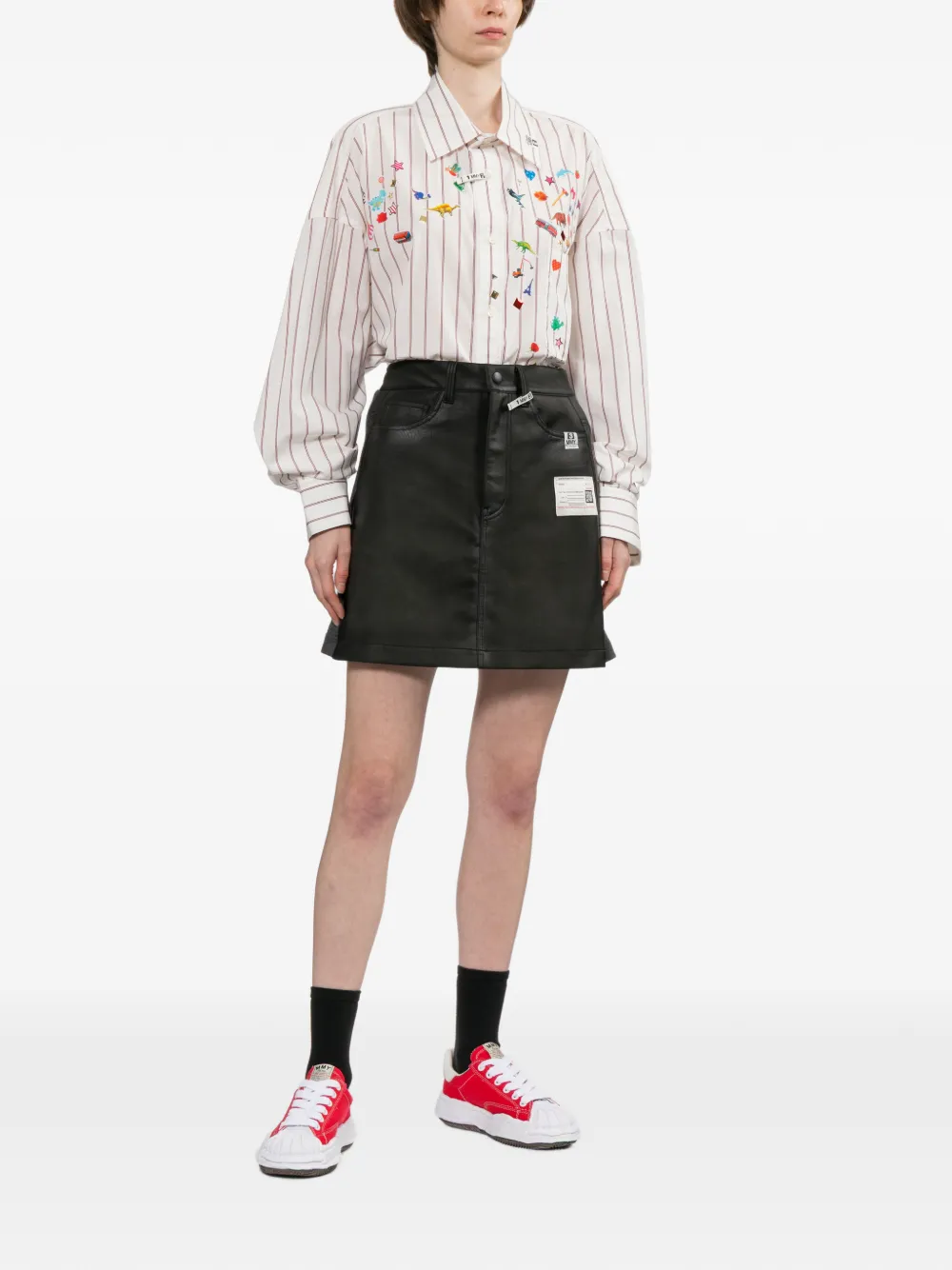 Maison MIHARA YASUHIRO Gestreept blouse met print Wit