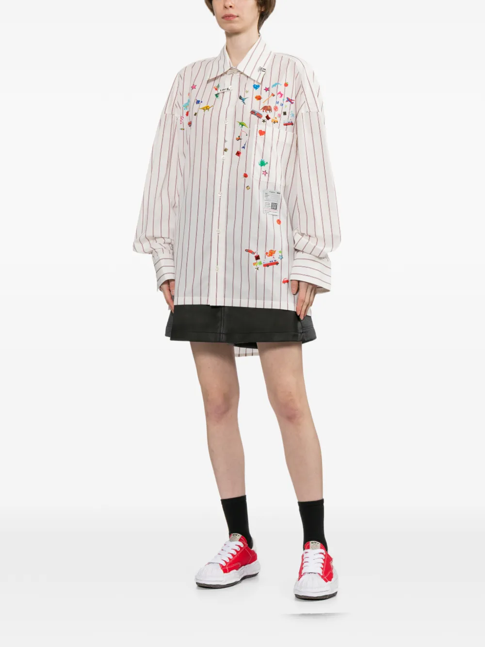 Maison MIHARA YASUHIRO Gestreept blouse met print Wit