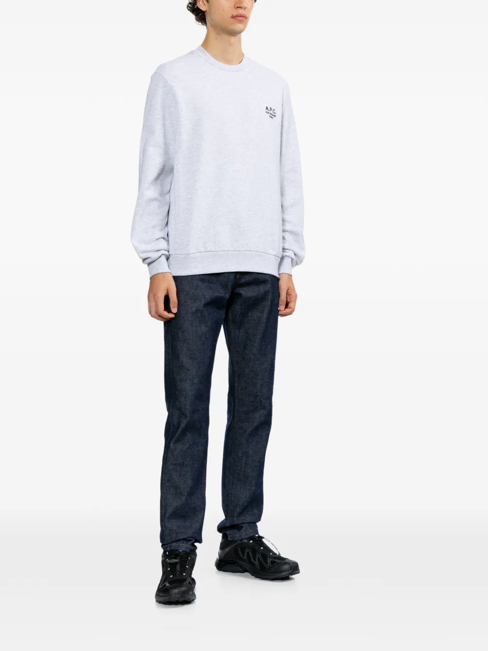 A.P.C. Sweater met geborduurd logo Grijs