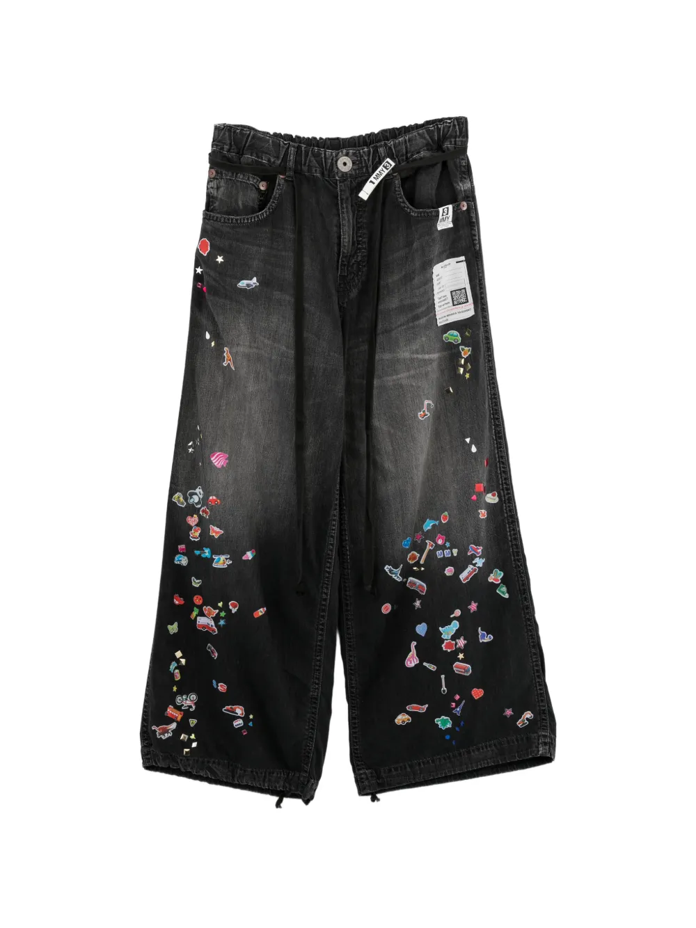 Maison MIHARA YASUHIRO Wide-Leg-Jeans mit Print - Schwarz