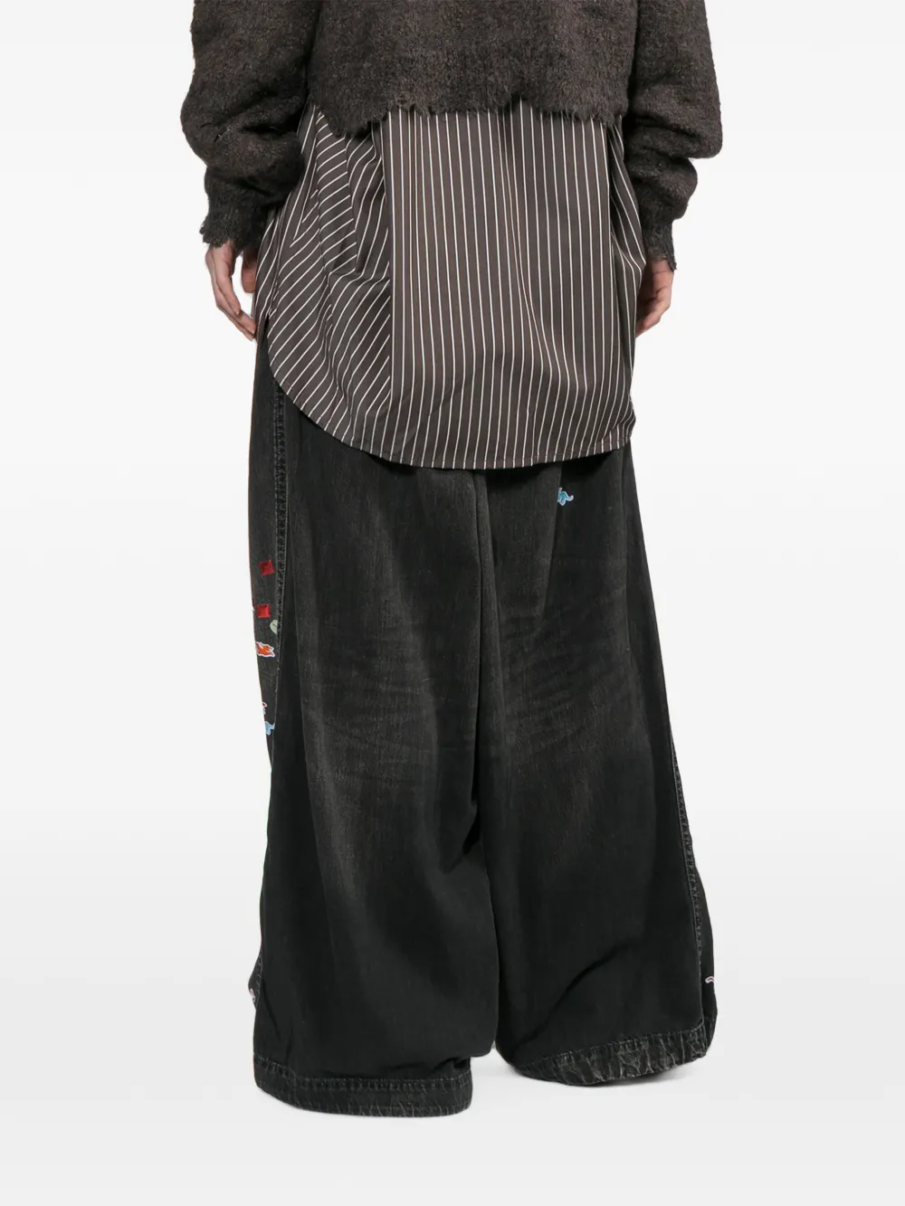 Maison MIHARA YASUHIRO Kids jeans met wijde pijpen en print Zwart