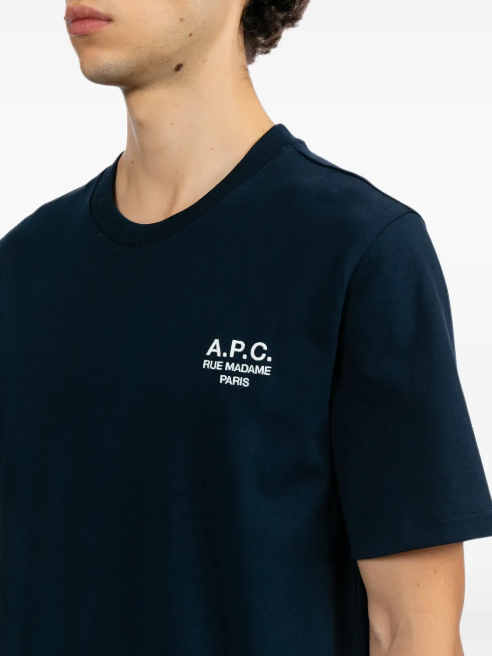 A.P.C. T-shirt met geborduurd logo Blauw