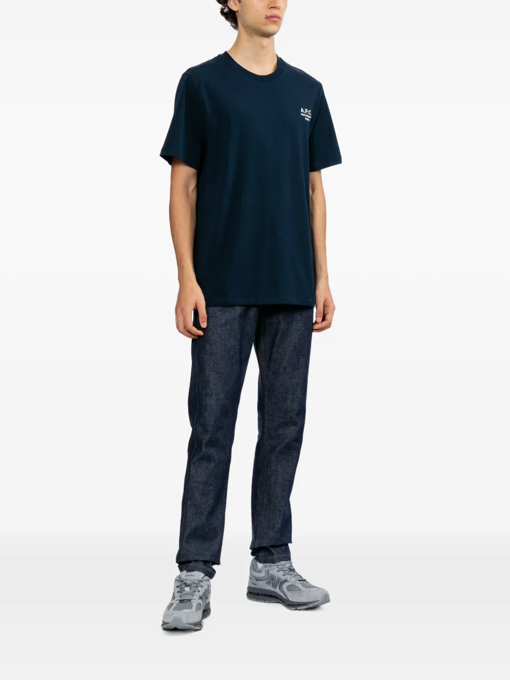 A.P.C. T-shirt met geborduurd logo Blauw