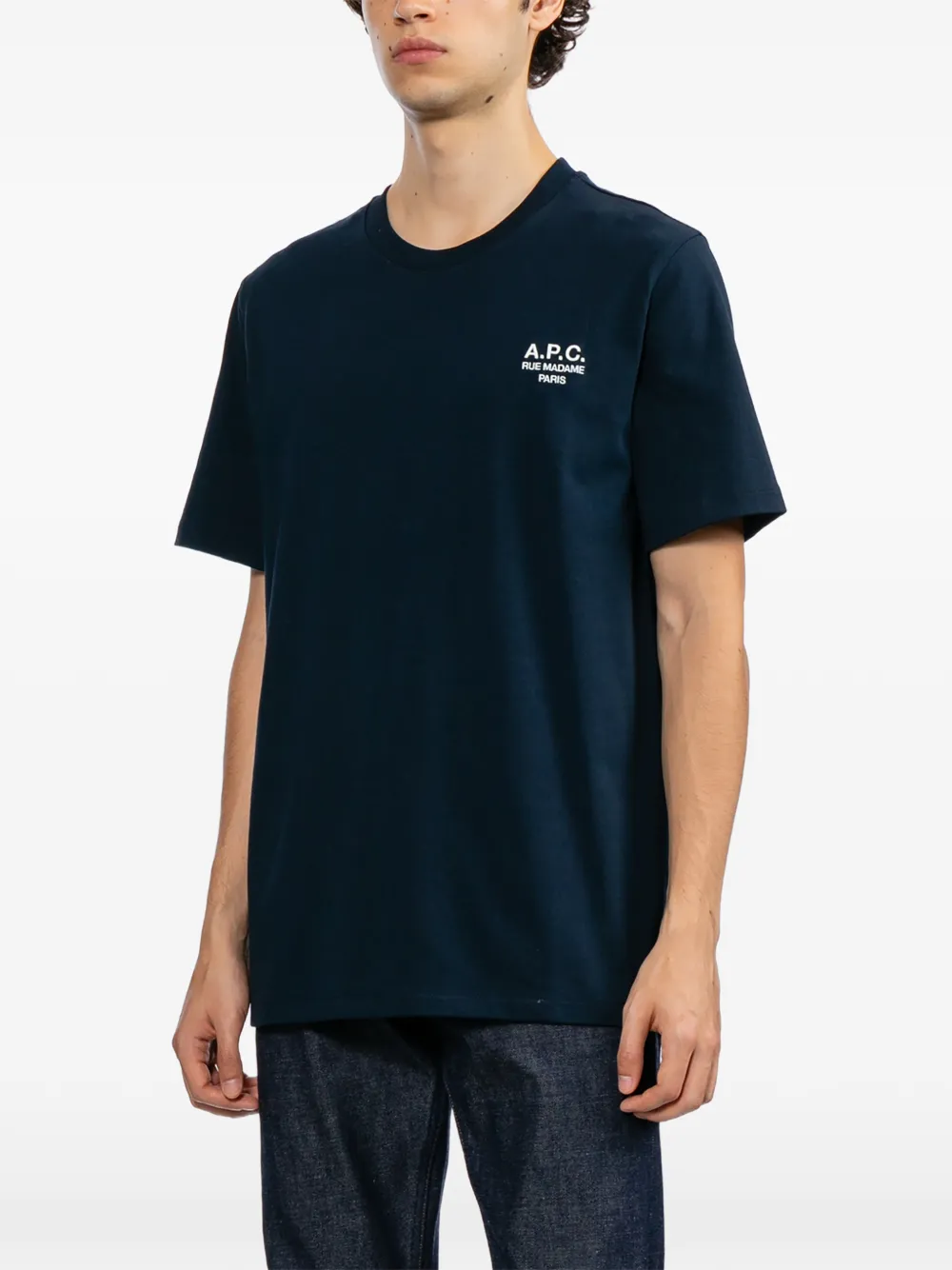 A.P.C. T-shirt met geborduurd logo Blauw