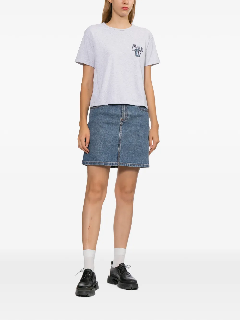 A.P.C. T-shirt met geborduurd logo Grijs