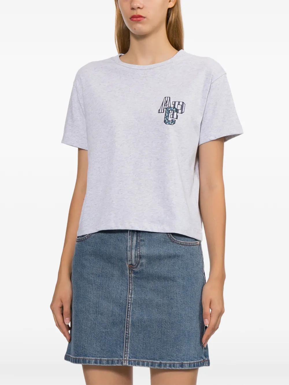 A.P.C. T-shirt met geborduurd logo Grijs