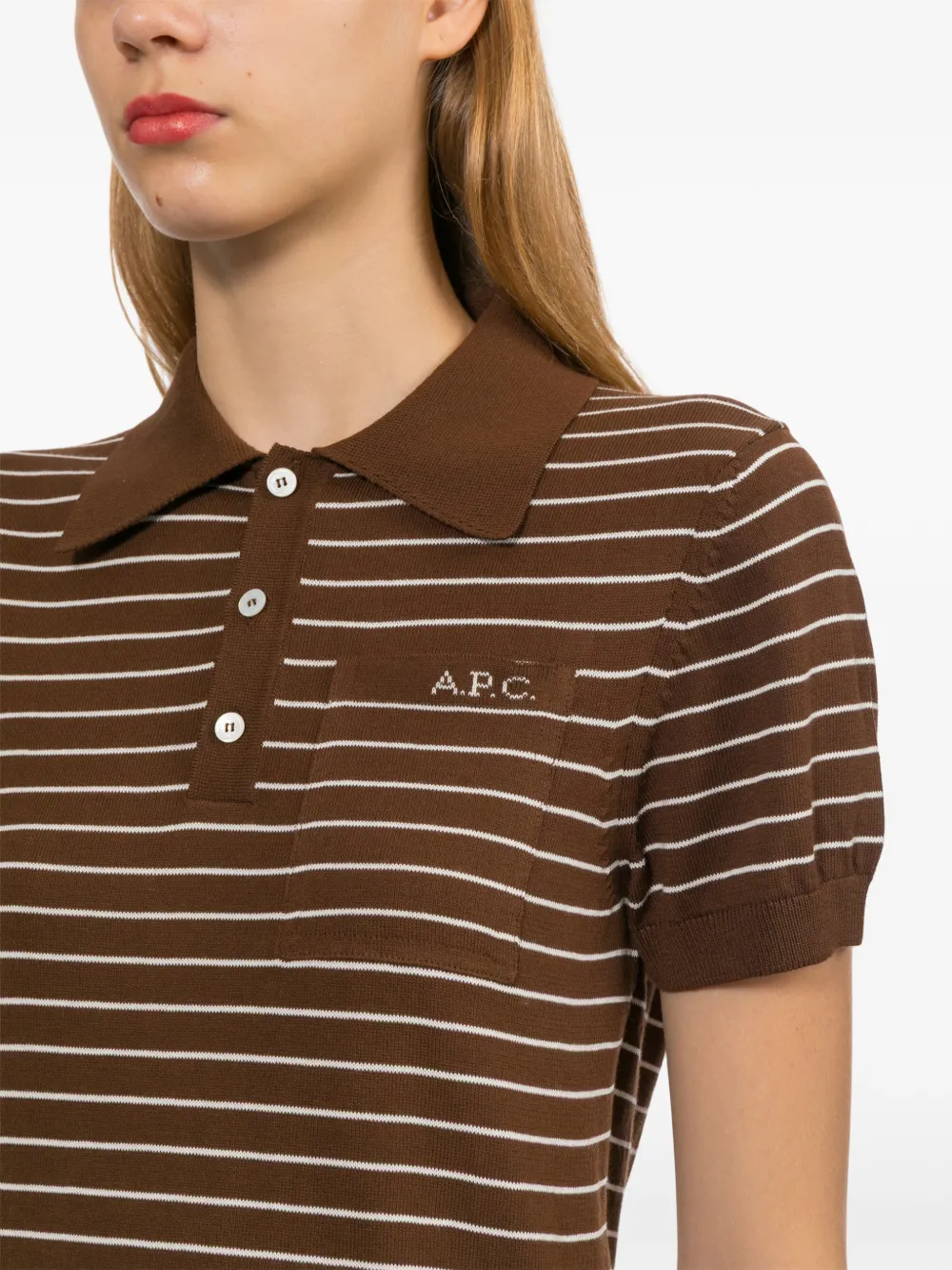 A.P.C. Gestreept poloshirt Bruin