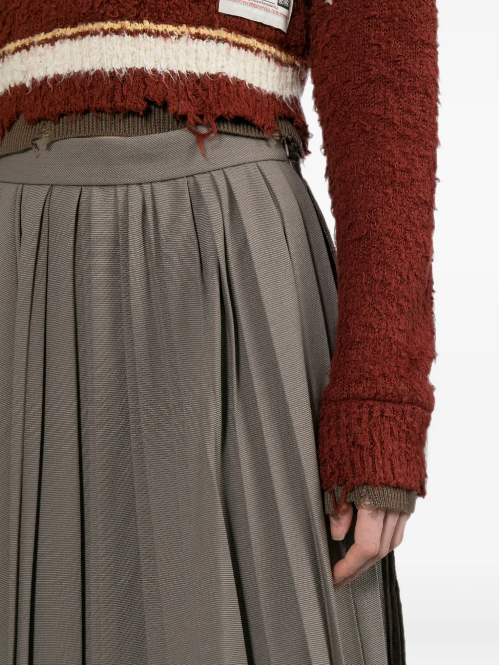 Maison MIHARA YASUHIRO Plooirok met patchworkprint Beige