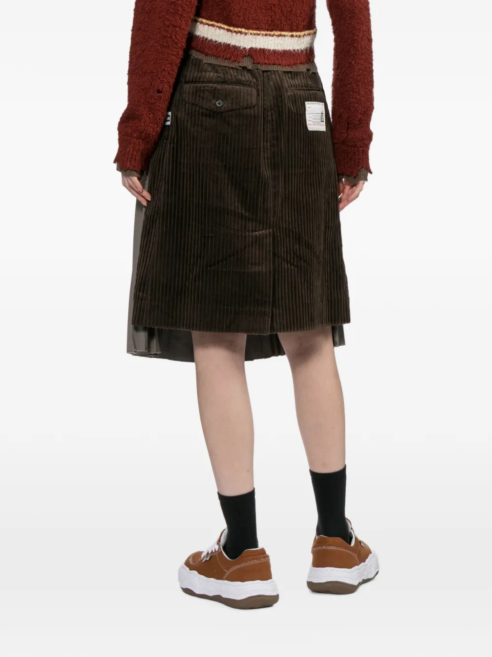 Maison MIHARA YASUHIRO Plooirok met patchworkprint Beige