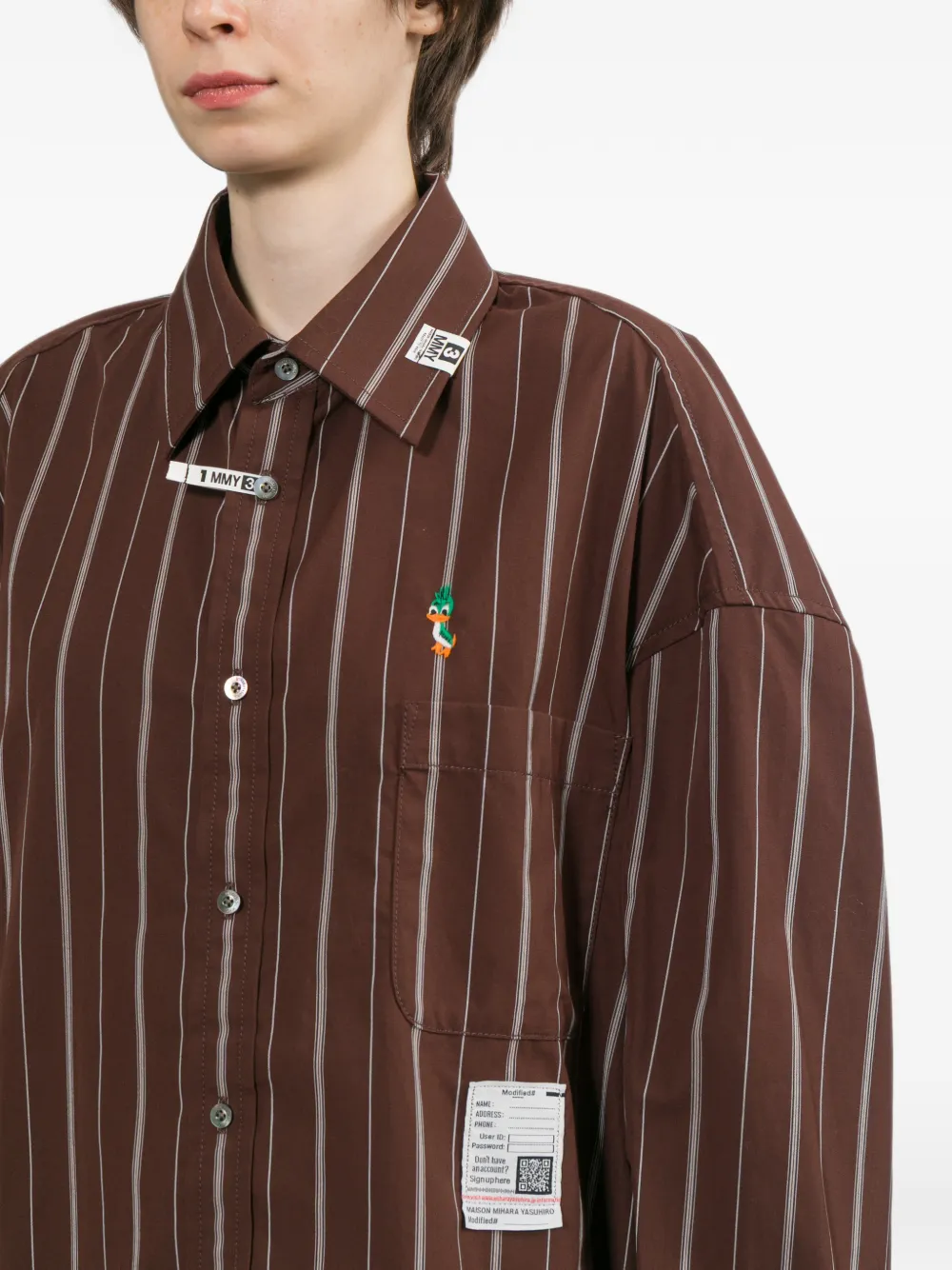 Maison MIHARA YASUHIRO Geruit overhemd Bruin