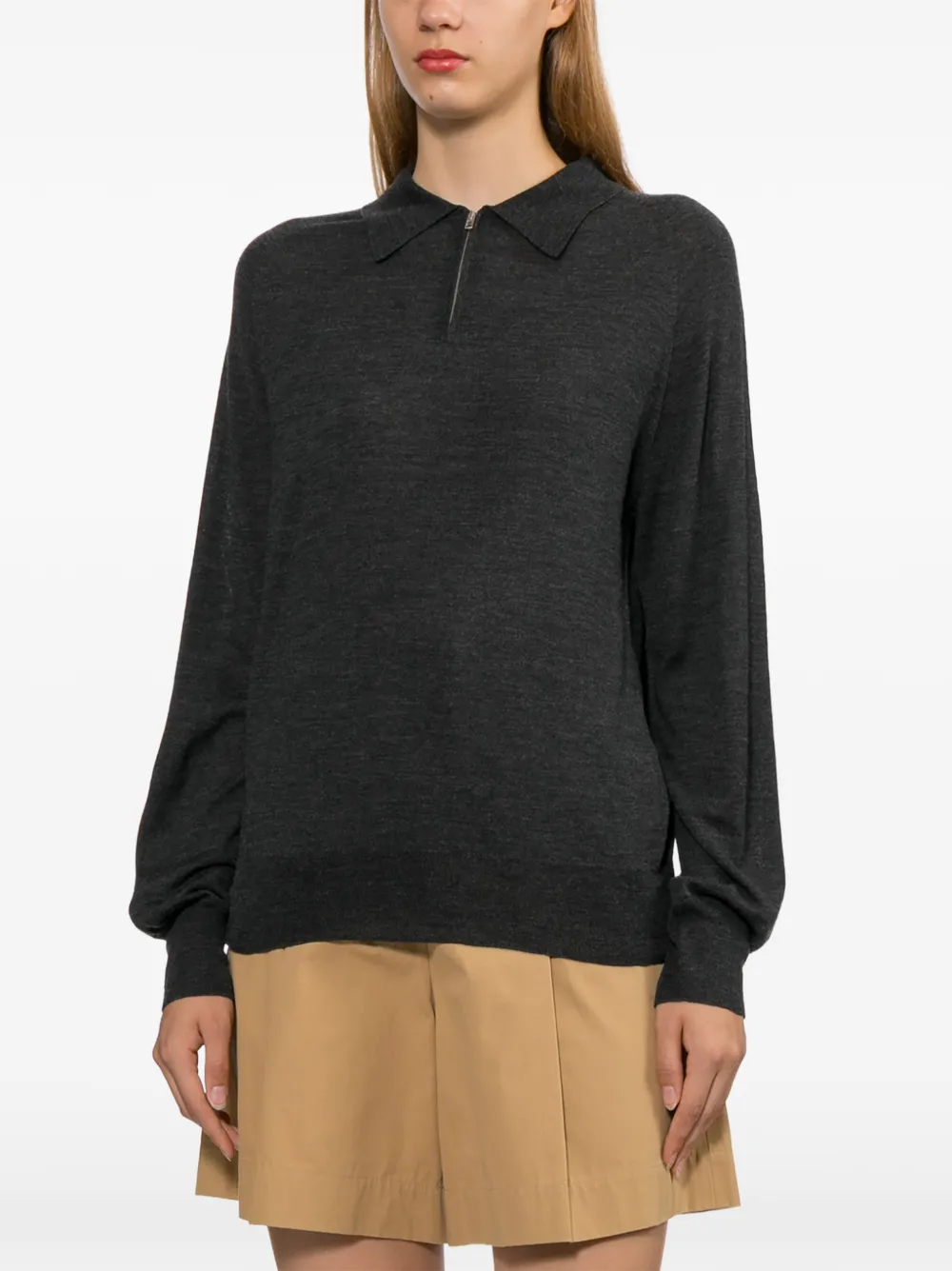 A.P.C. Top met kraag en rits Grijs