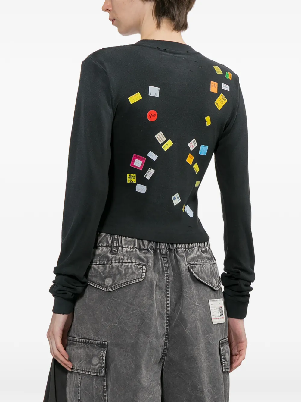 Maison MIHARA YASUHIRO Cropped T-shirt met prijskaartje en print Grijs