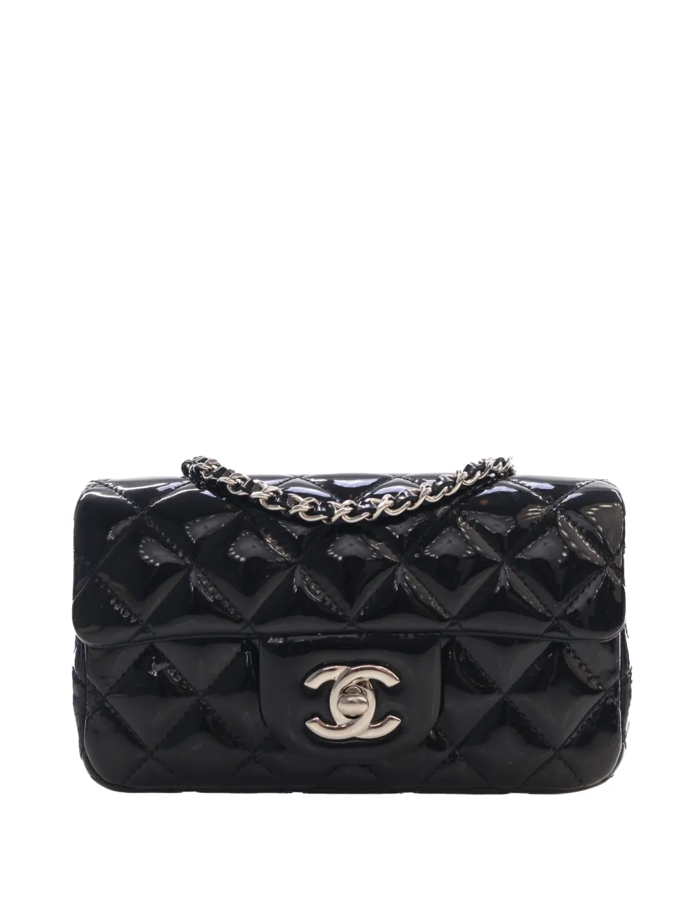 CHANEL Pre-Owned 2013-2014 Extra Mini Rectangular Classic Patent Single Flap crossbody bag - Nero