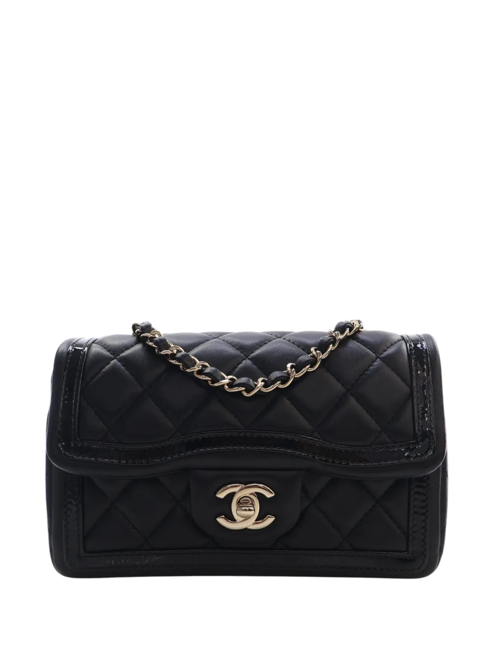 CHANEL Pre-Owned 2021-2026 Mini CC Quilted Shiny Lambskin Half Flap crossbody bag - Nero