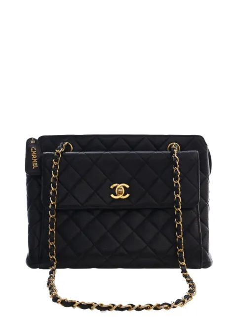 CHANEL Pre-Owned 1996-1997 Tote Bag aus gestepptem Kaviarleder mit Fronttasche