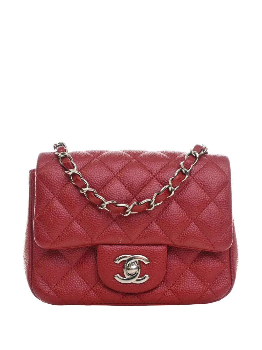 CHANEL Pre-Owned 2014-2015 Mini Square Classic Caviar Single Flap crossbody bag - Rosso