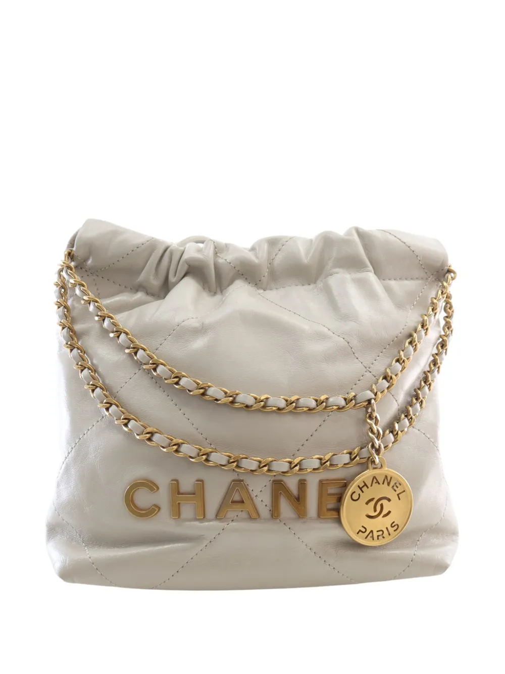 CHANEL Pre-Owned 2021-2026 Mini Shiny Calfskin 22 Hobo satchel - Weiß