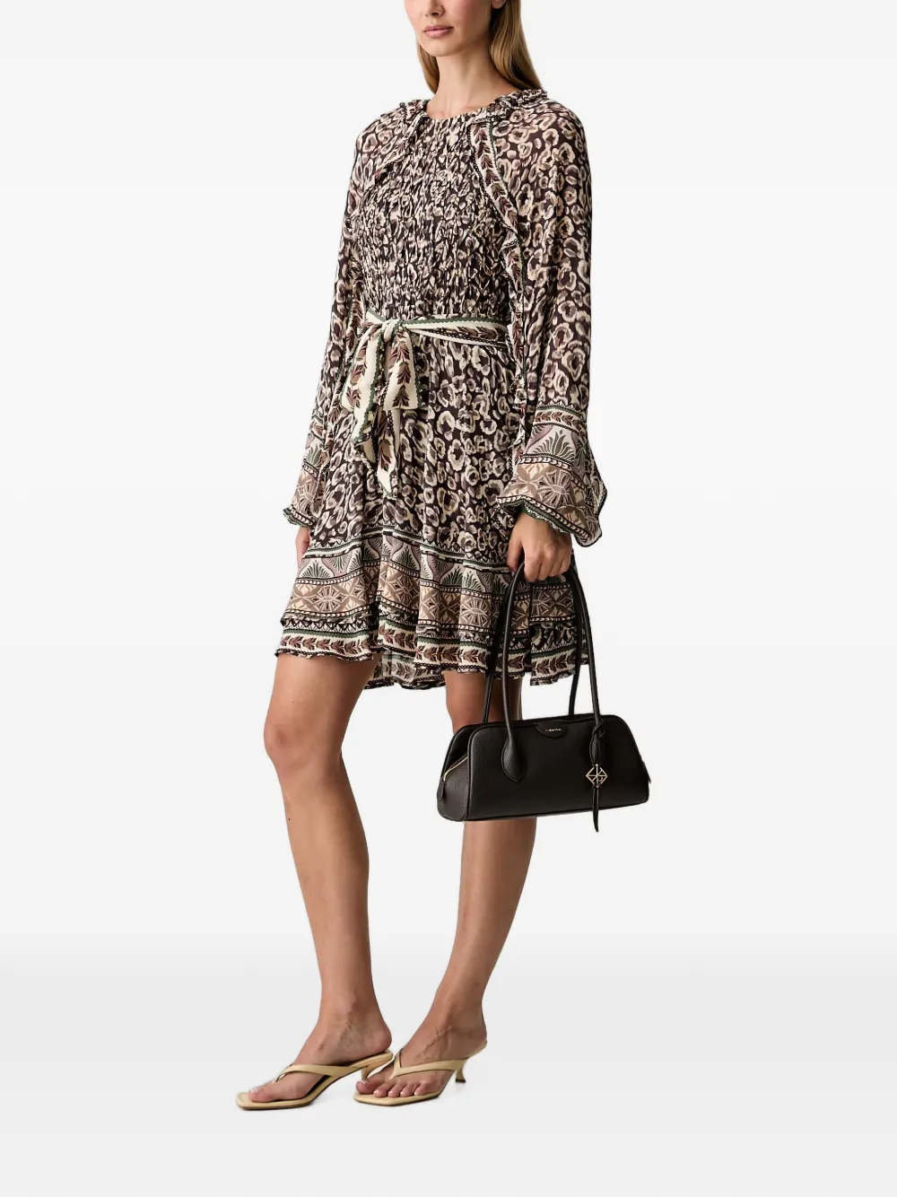 FARM Rio Mini-jurk met abstract patroon Bruin