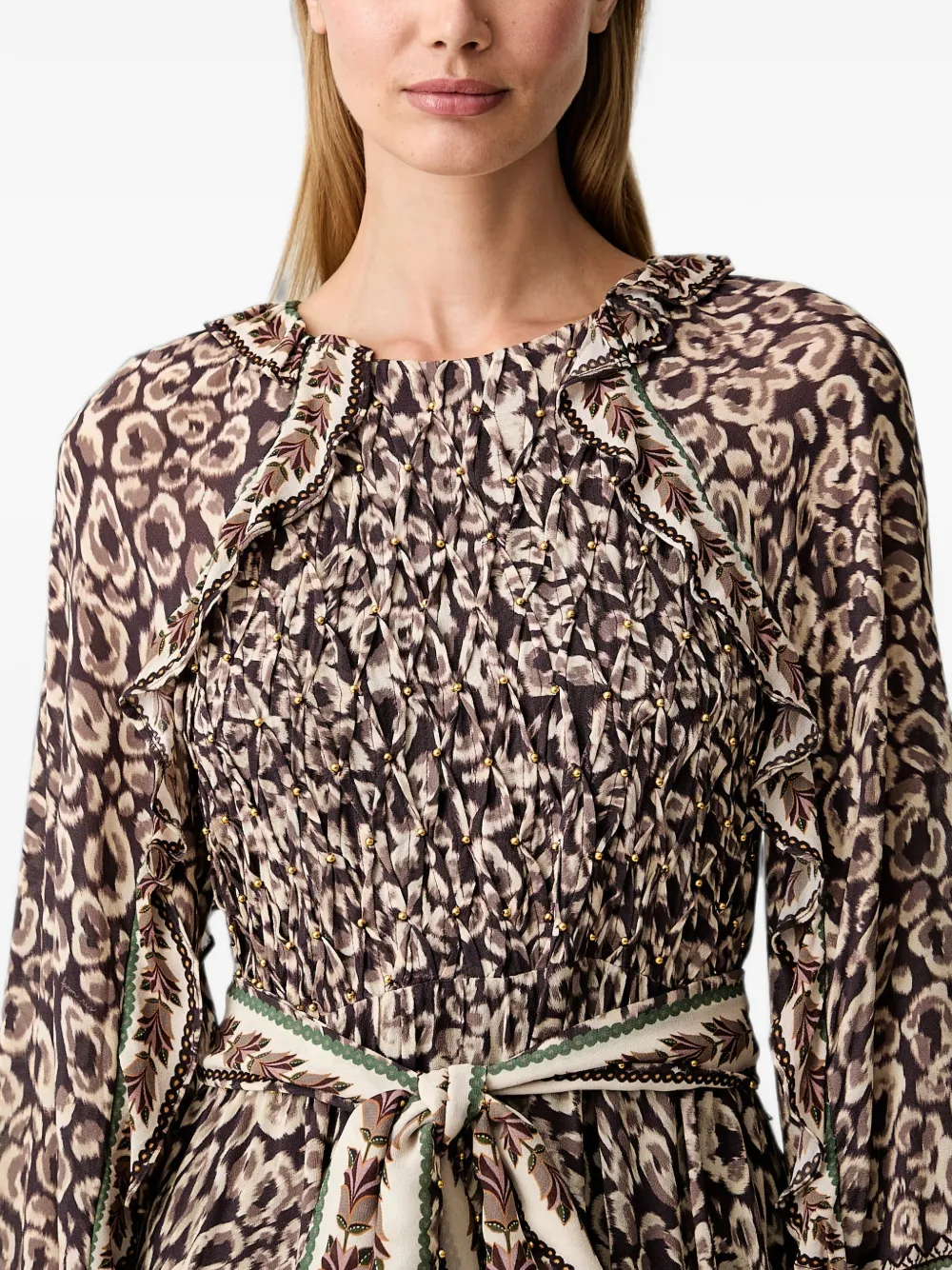 FARM Rio Mini-jurk met abstract patroon Bruin