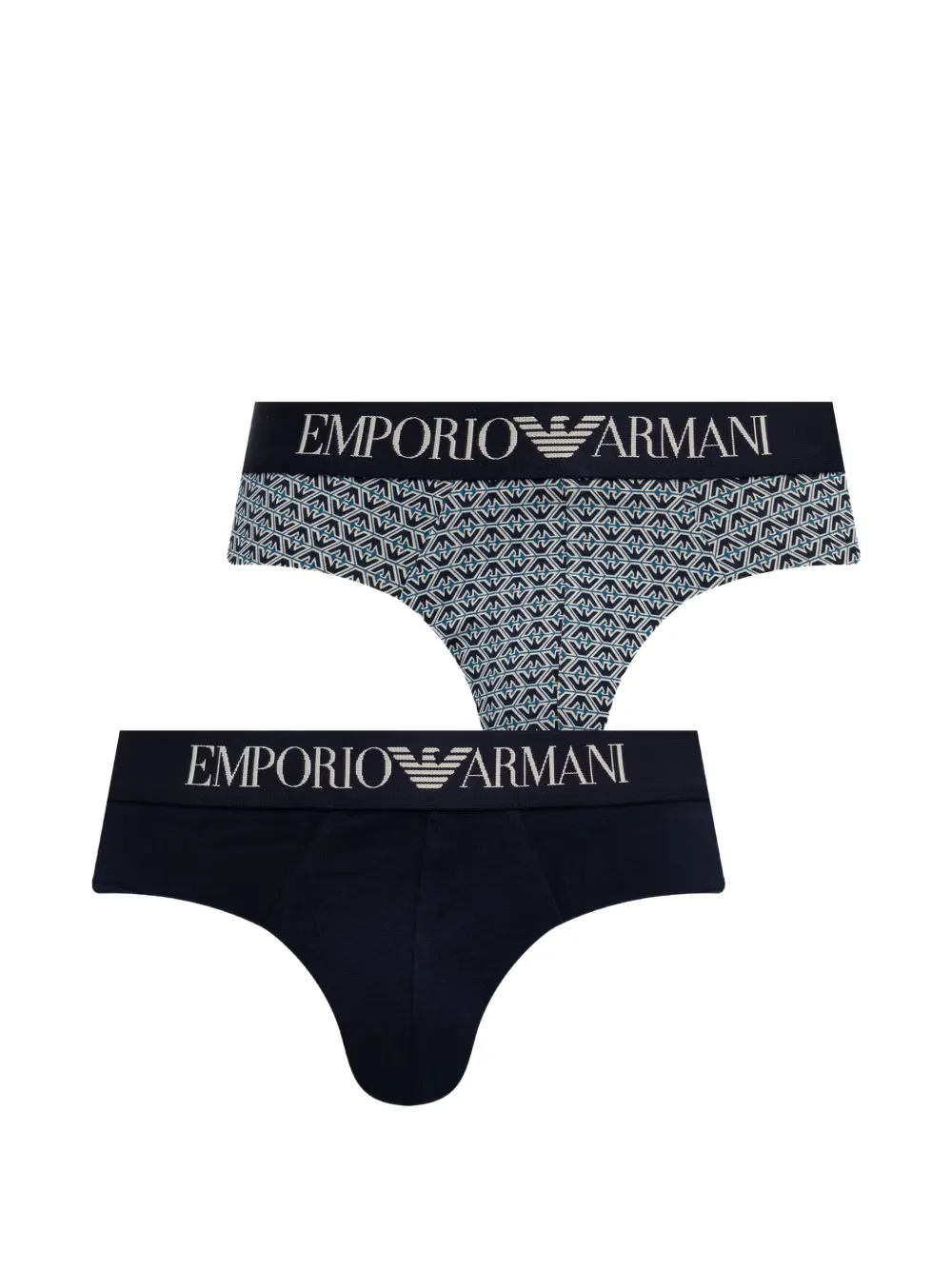 Emporio Armani lot de deux slips à taille logo - Bleu