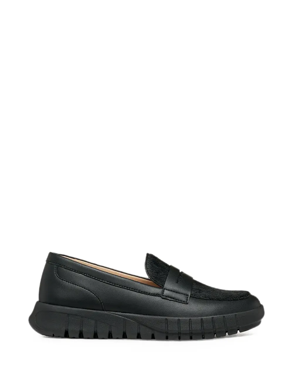 Geox Flextride calf hair-panel loafers Zwart