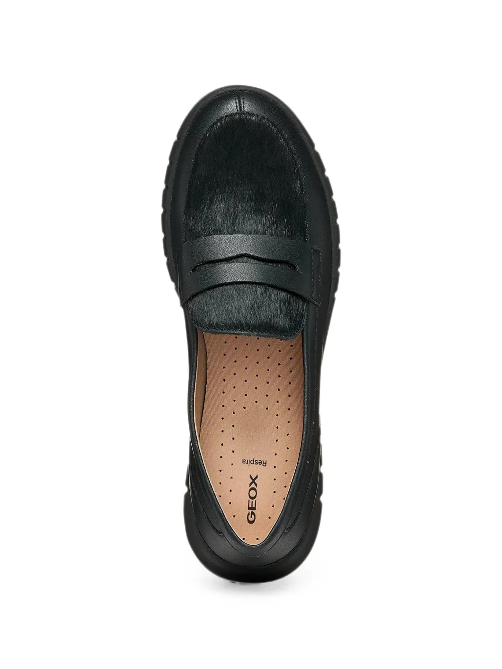 Geox Flextride calf hair-panel loafers Zwart