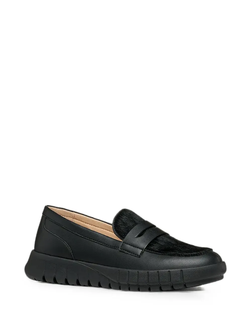 Geox Flextride calf hair-panel loafers Zwart
