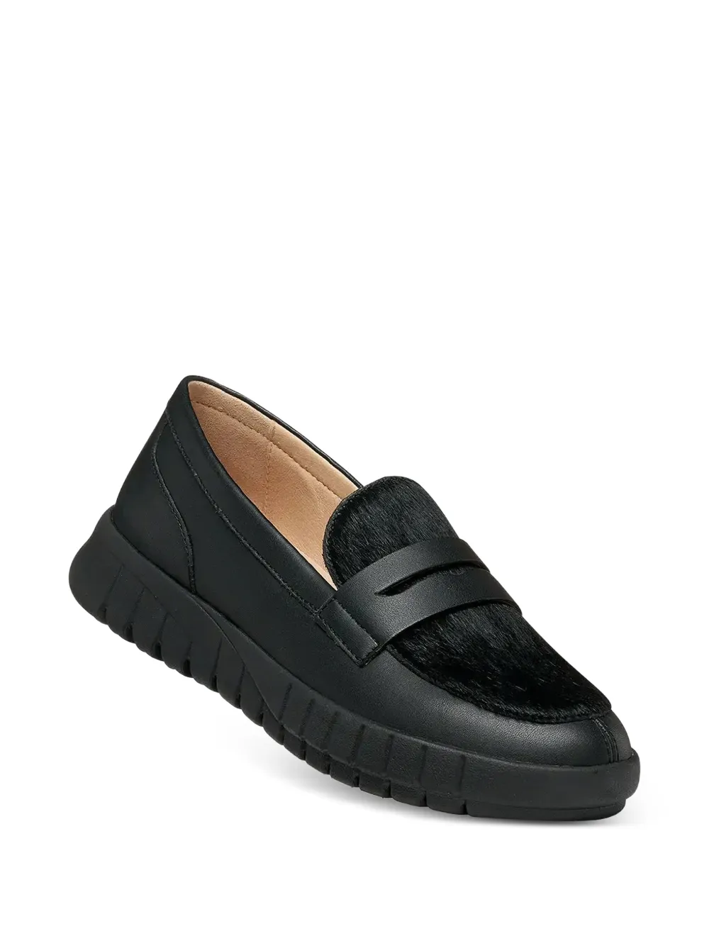 Geox Flextride calf hair-panel loafers Zwart