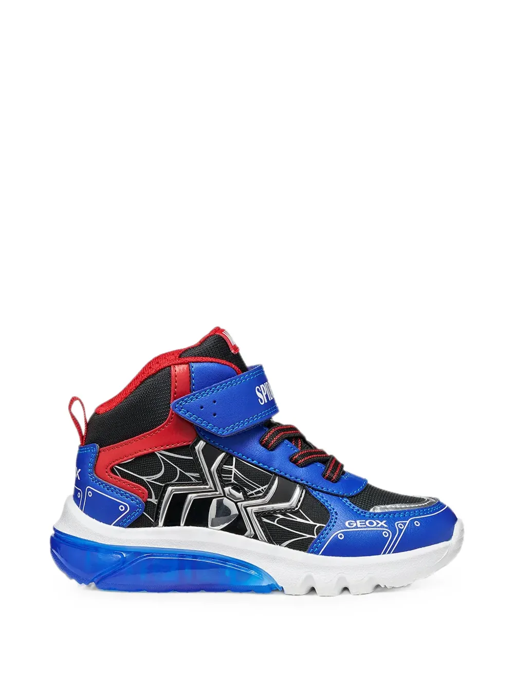 Geox Kids x Marvel Spider-Man Ciberdron touch-strap hi-top sneakers Blauw