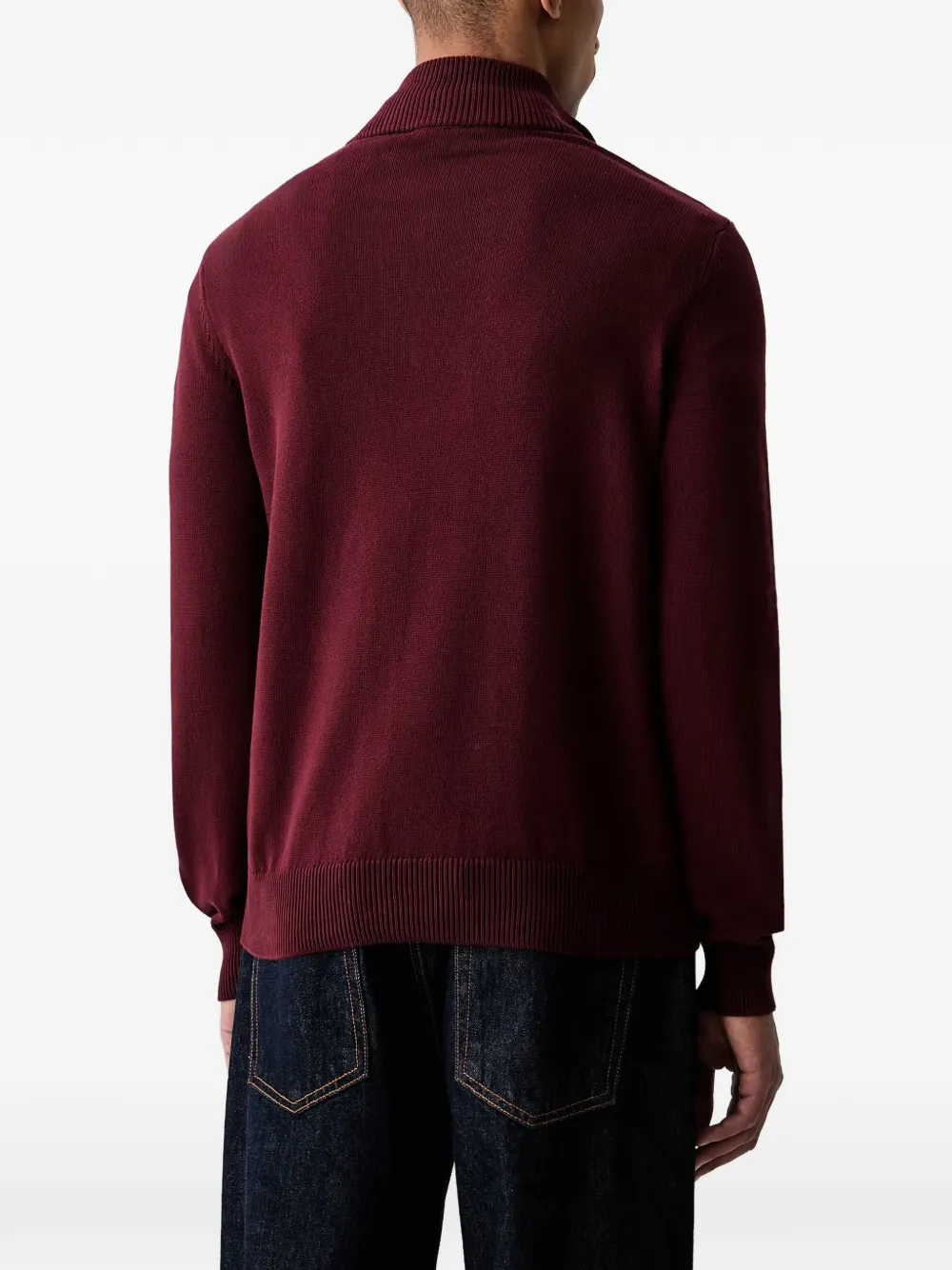Emporio Armani Sweater met geborduurd logo en halve rits Rood
