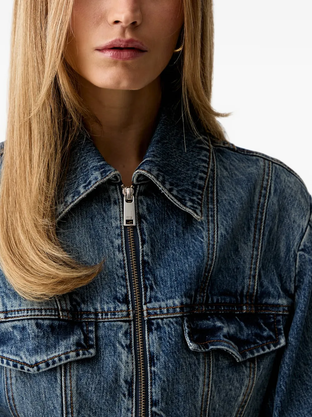 Gestuz Denim jack met rits Blauw